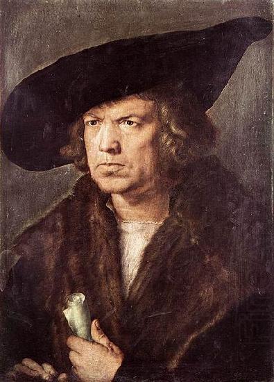 Albrecht Durer Portrait of a Man with Baret and Scroll